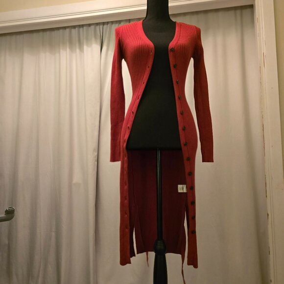 Hippie Rose Duster Cardigan Dark Coral XS - Picture 1 of 5